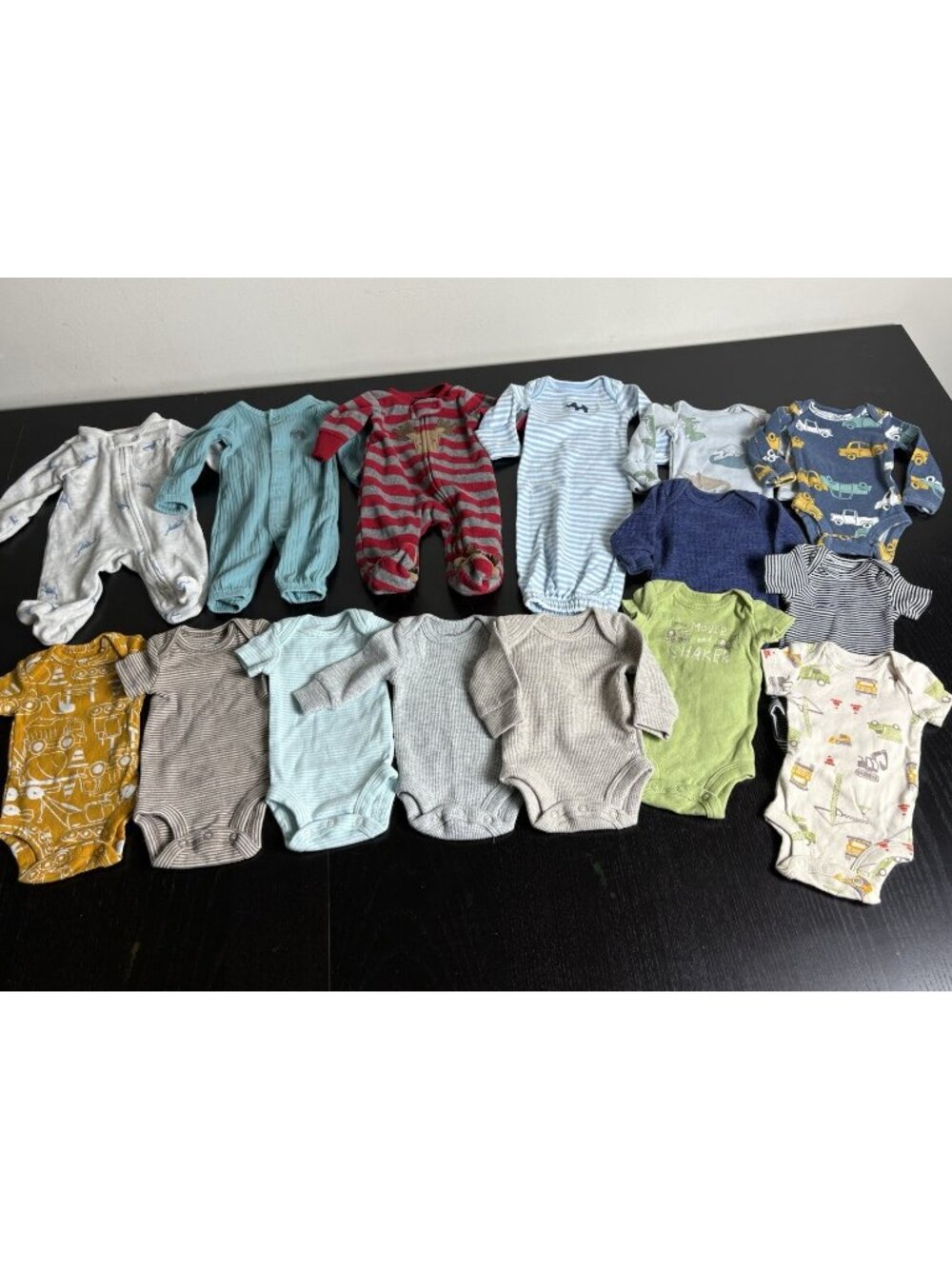 PREEMIE Baby Boy Clothes Lot One-Piece 3 Sleepers, 1 Gown & Bodysuits Carters